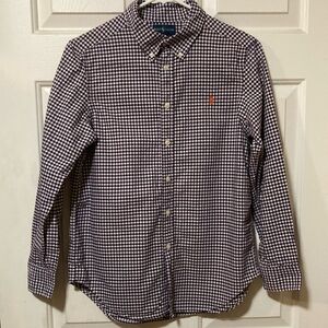 Ralph Lauren Gingham Cotton Poplin Boys Shirt Size 14/16